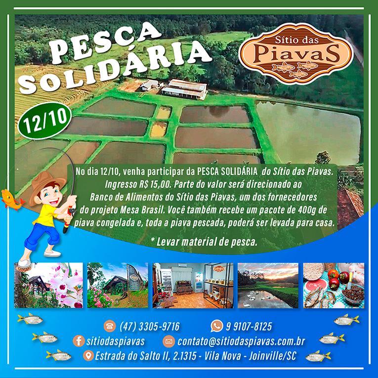 Dia 12 tem a Pesca Solidária no Sítio das Piavas 